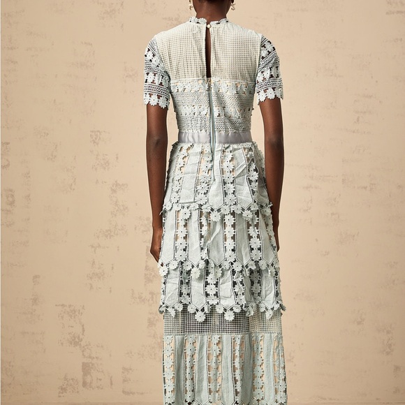 Elegant Lace Maxi Dress in Soft Icy Mint Color - Picture 3 of 15